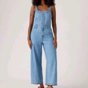 Levis Drea denim jumpsuit overalls romper womens medium lightwash crop